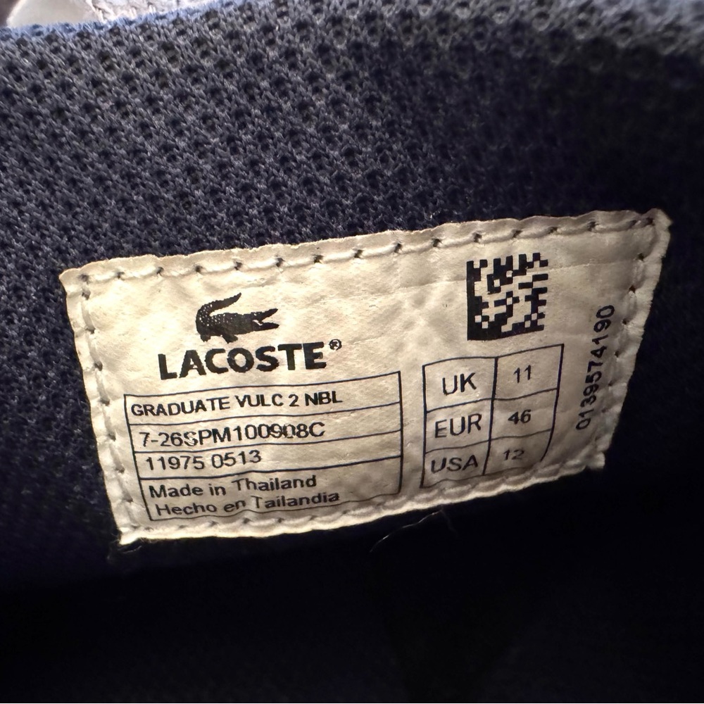 Lacoste Mens canvas Shoes Gray Tennis shoes Sz 12 preppy - Picture 3 of 9